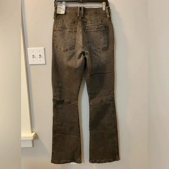 We the Free People Vector Moto Mid Rise Flare Jeans SZ 27 Stonewashed Black - Picture 4 of 9